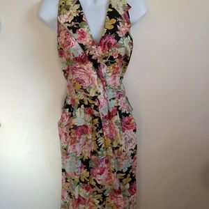 Vintage halter collar backless floral summer dress